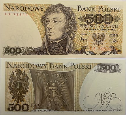 Banknot Kolekcjonerski 500 Złotych 1982 – Tadeusz Kościuszko